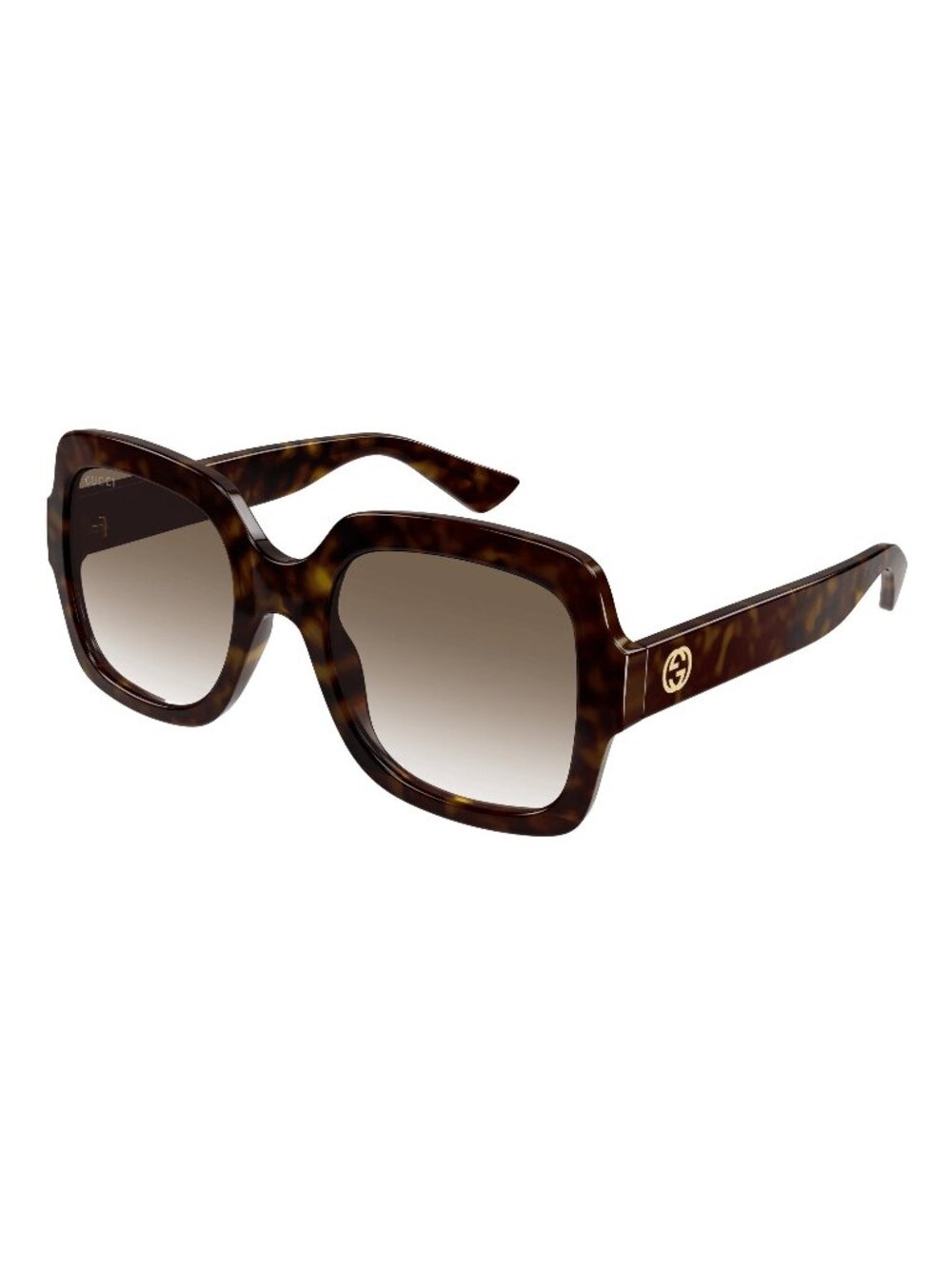 New Gucci Women's Sunglasses Havana Square Brown Lens Injected Frame GG1337S 003